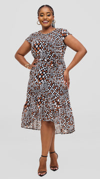 Kyra Shift Dress - Black /Brown /White