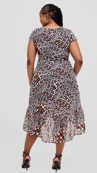 Kyra Shift Dress - Black /Brown /White