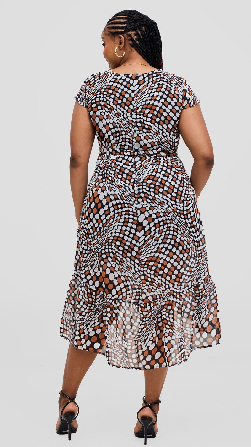 Kyra Shift Dress - Black /Brown /White