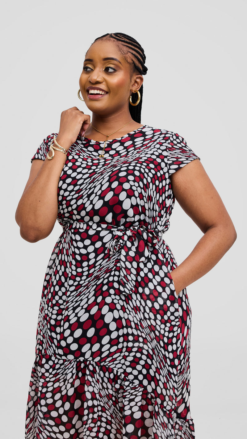 Lacey Shift Dress -Red /White /Black