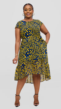 Kynlee Shift Dress - YELLOW / BLUE / BLACK