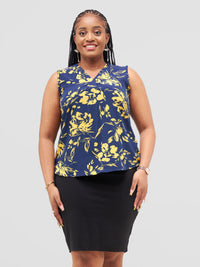 Dudi Blouse-NavyBlue/Yellow