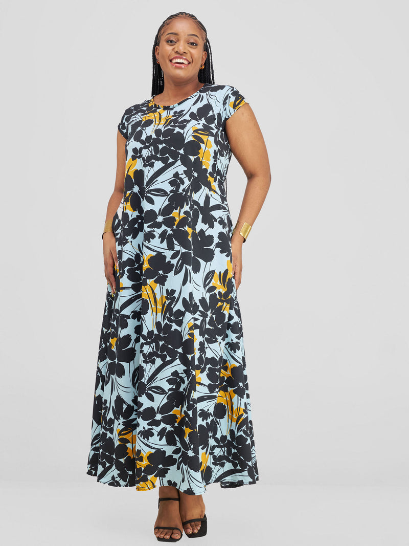 Elle Maxidress-Blue/Yellow