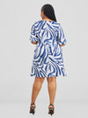 Elliana Shift Dress- White/Blue