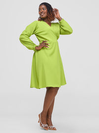 Jennifer Wrap Dress-Lime Green