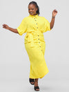 Vinna  Ruched Dress - Yellow