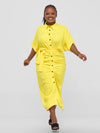 Vinna Ruched Dress-Yellow