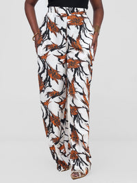 Ahunna Palazzo Pants-White/Black/Orange