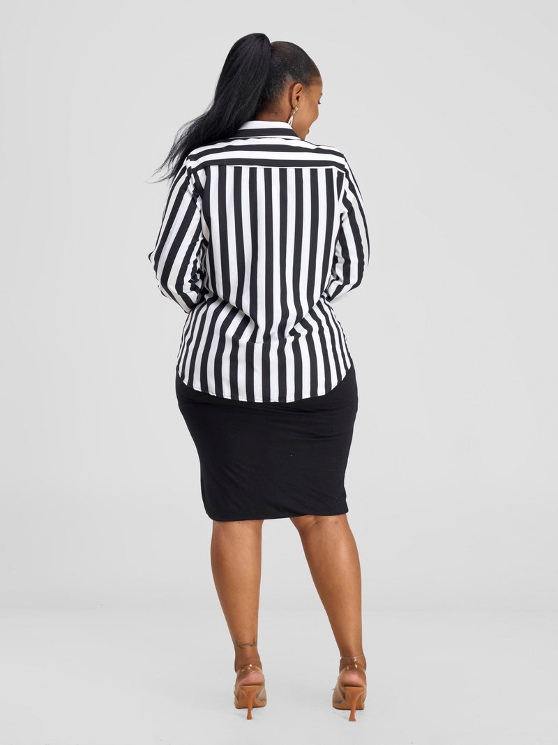 Aluna Shirt Blouse-Black/White