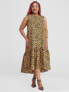 Dana ShortSleeved Maxidress-Yellow/black Print