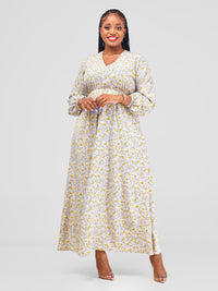 Dasoli Maxi  Dress - Cream flowered