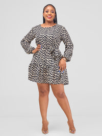 Sia Shift Dress - Black / Cream Polka Dots