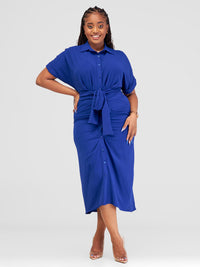 Amber Ruched Dress - Blue