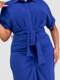 Amber Ruched Dress - Blue