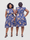 Vatusia Shift Dress - Navyblue/Beige