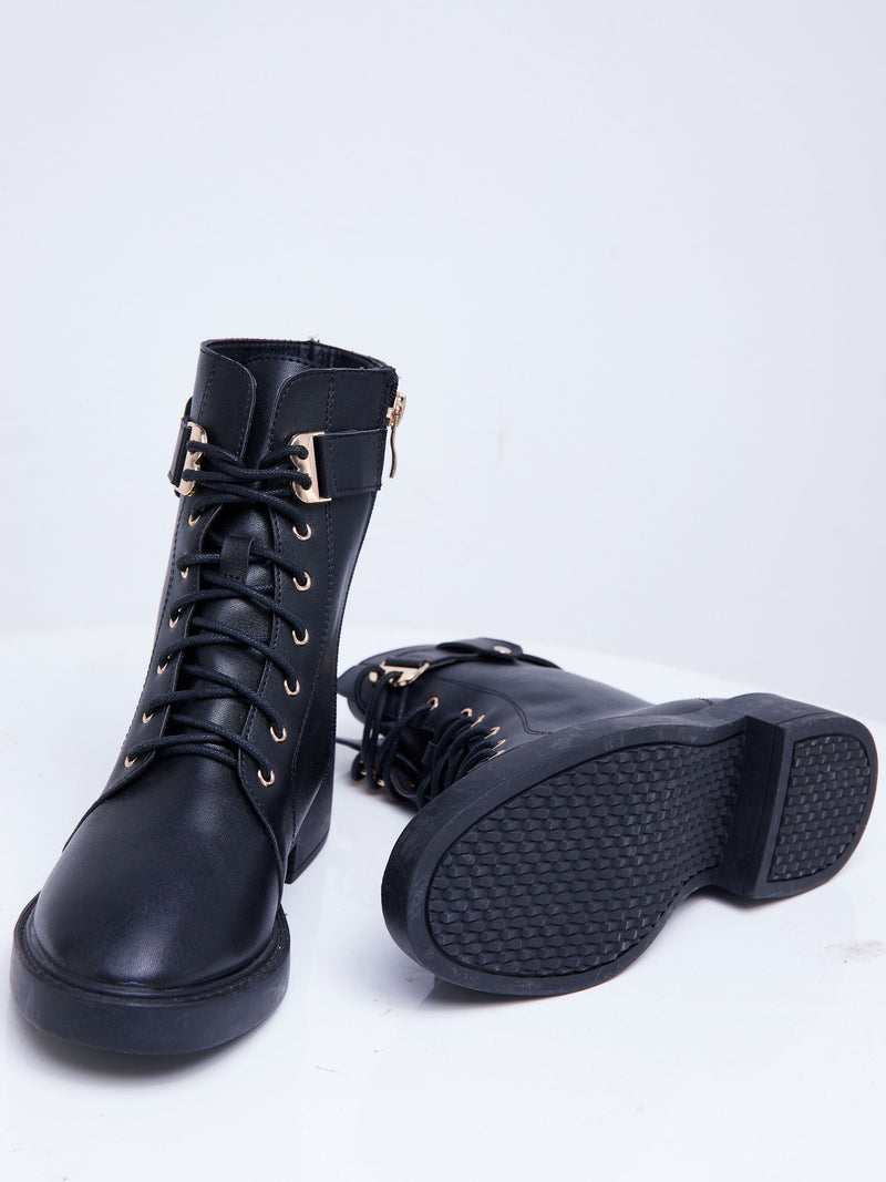 Weza Double Half Martin Boots - Black