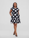 Adaego Shift Dress - Polka dot/white&black