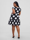 Adaego Shift Dress - Polka dot/white&black