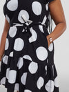 Adaego Shift Dress - Polka dot/white&black