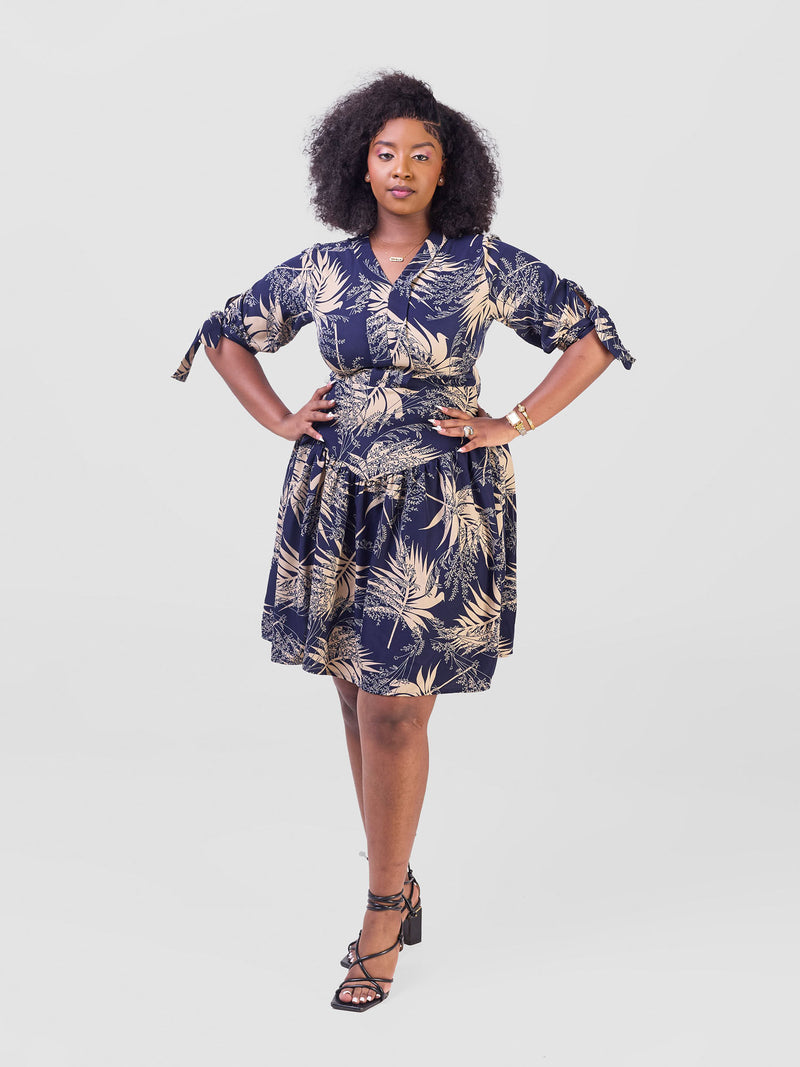 Sade shift dress - Navyblue/Cream