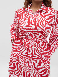 Kakiuru Shirt Dress - Red/White