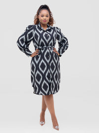Walta Shirt Dress - Black/Grey