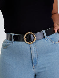 Marya Round Spiral Buckle Belt - Black