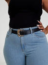 Agnes Belt with stripped buckle - Black