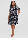 Njeri Wrap Dress - Black/Cream