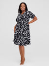 Njeri Wrap Dress - Black/Cream