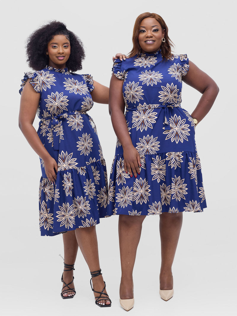 Umukoko Shirt Dress - Navyblue/Cream