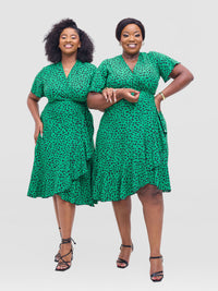 Visola Wrap Dress - Green/Black