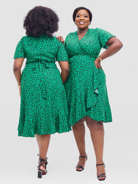 Visola Wrap Dress - Green/Black