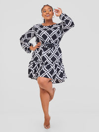 Elsie Shift Dress - Black / White