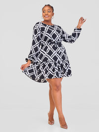 Elsie Shift Dress - Black / White