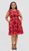 Lizola Addison Shift Dress-Red/Black