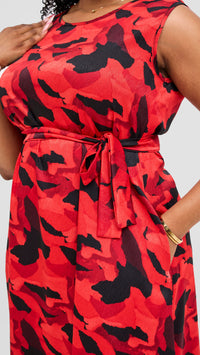 Lizola Addison Shift Dress-Red/Black