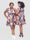 Udumelue Shift Dress - Navyblue/Pink/Mustard