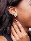 Esmeralda Square Earrings-(Brass)+ Polisher