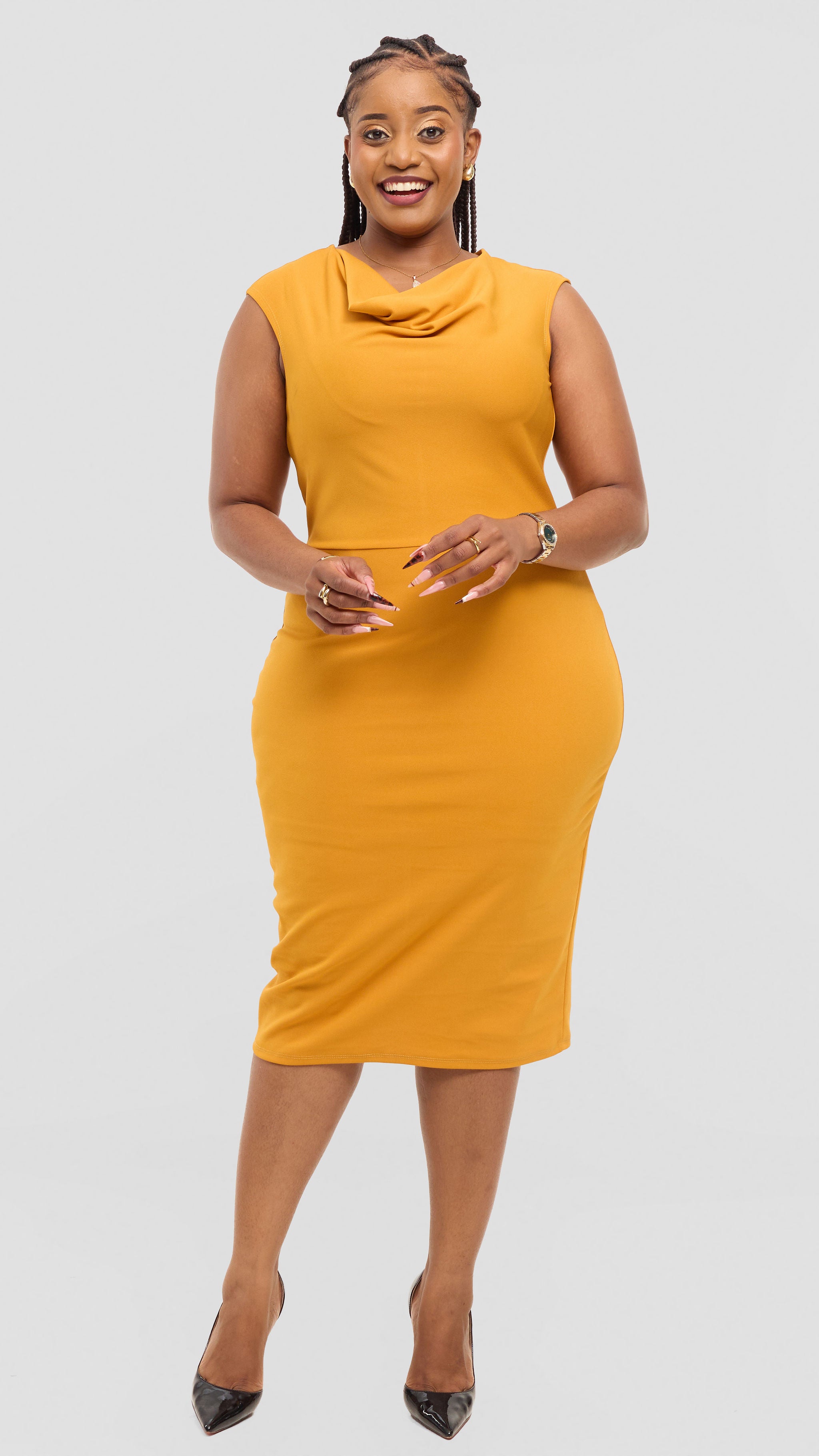 Moon Bodycon Dress - Mustard