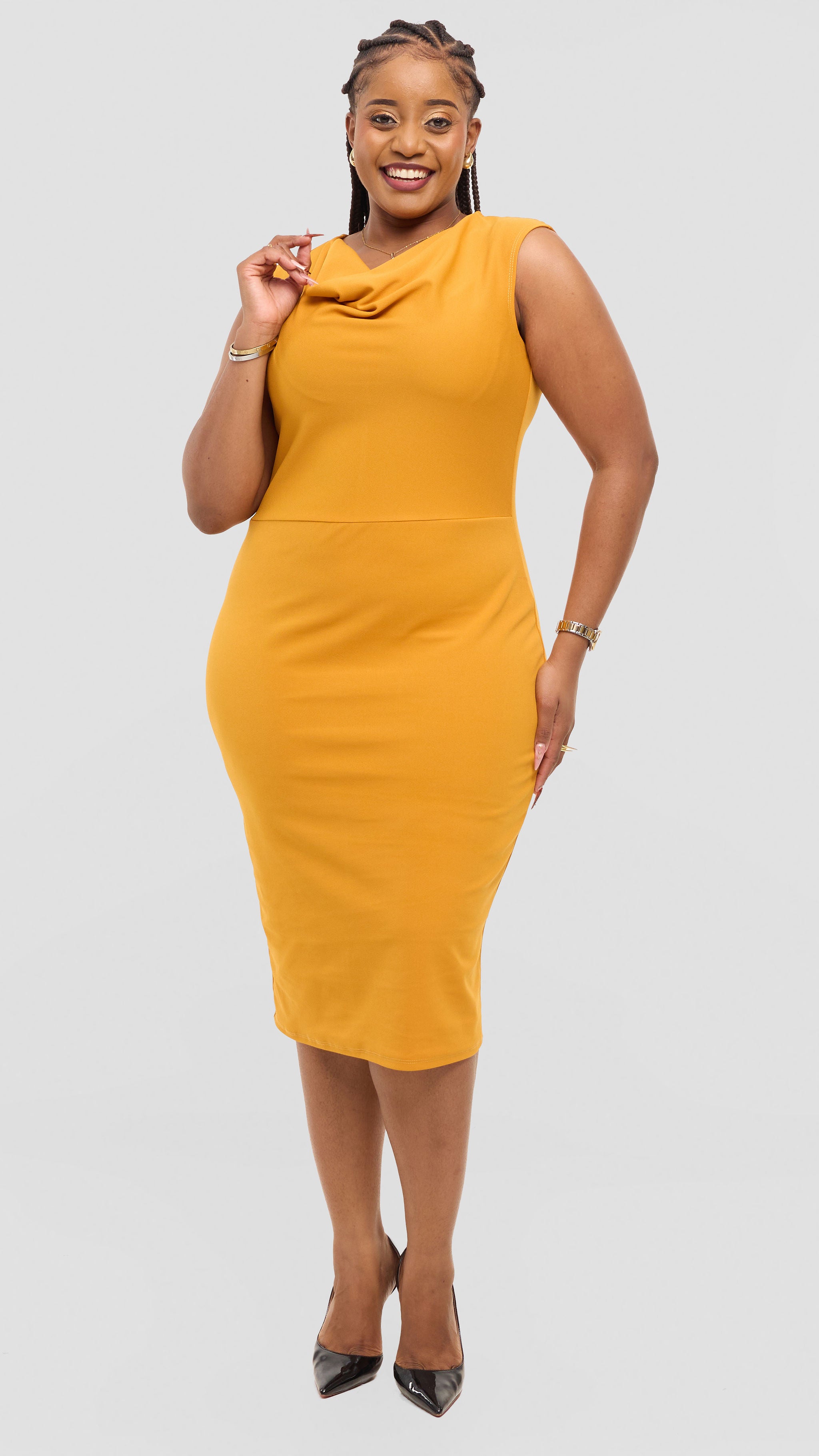 Moon Bodycon Dress - Mustard
