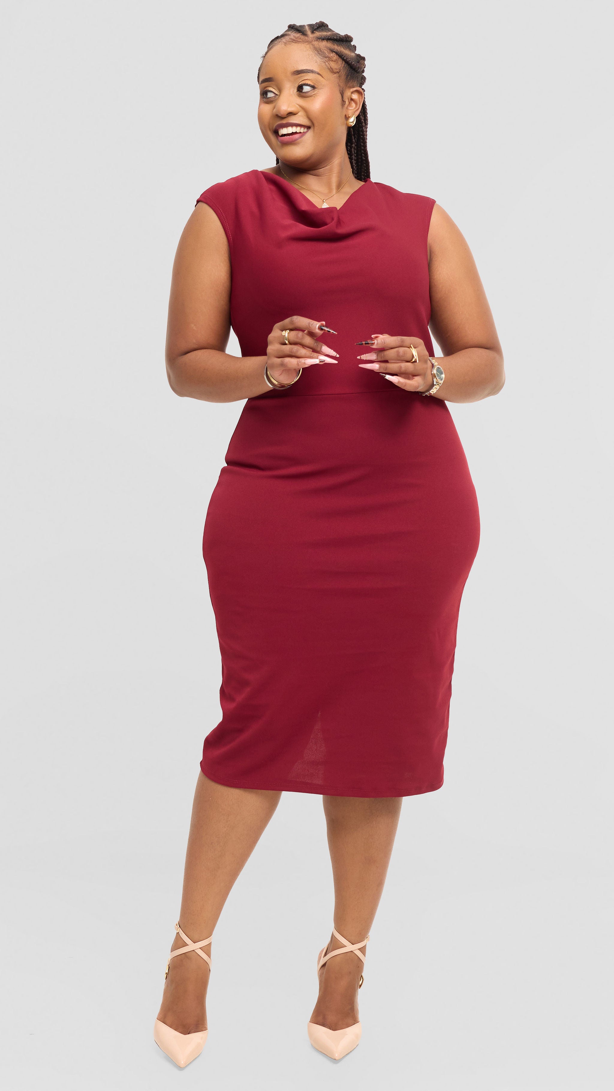 Avah Bodycon Dress - Maroon