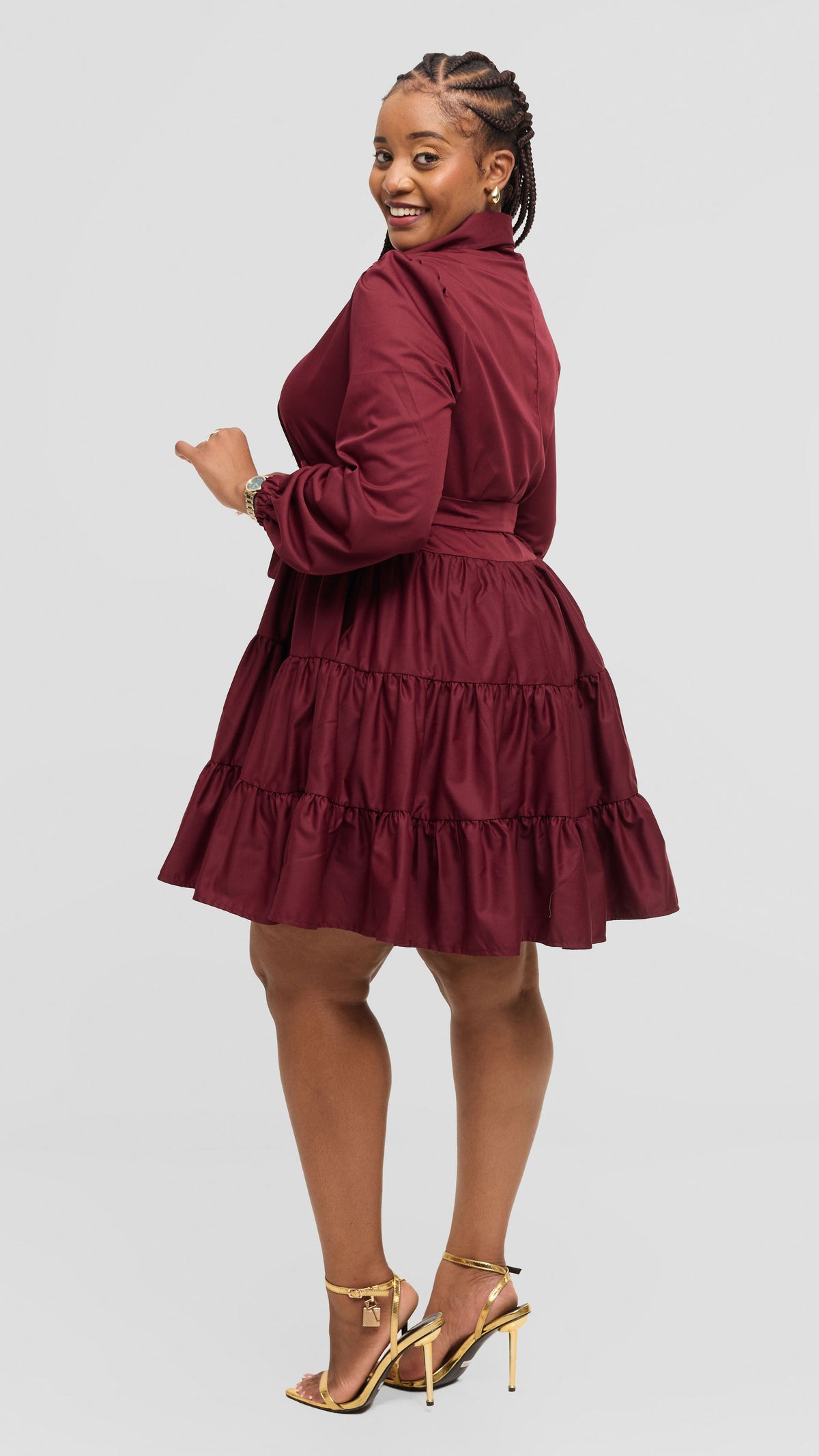 Asha Shirt Dress - Maroon