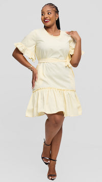 Talia Shift Dress - Cream/Yellow