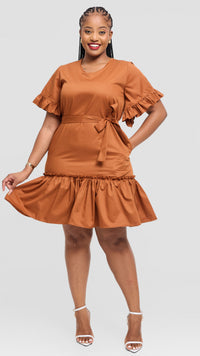 Tatum Shift Dress - Brown