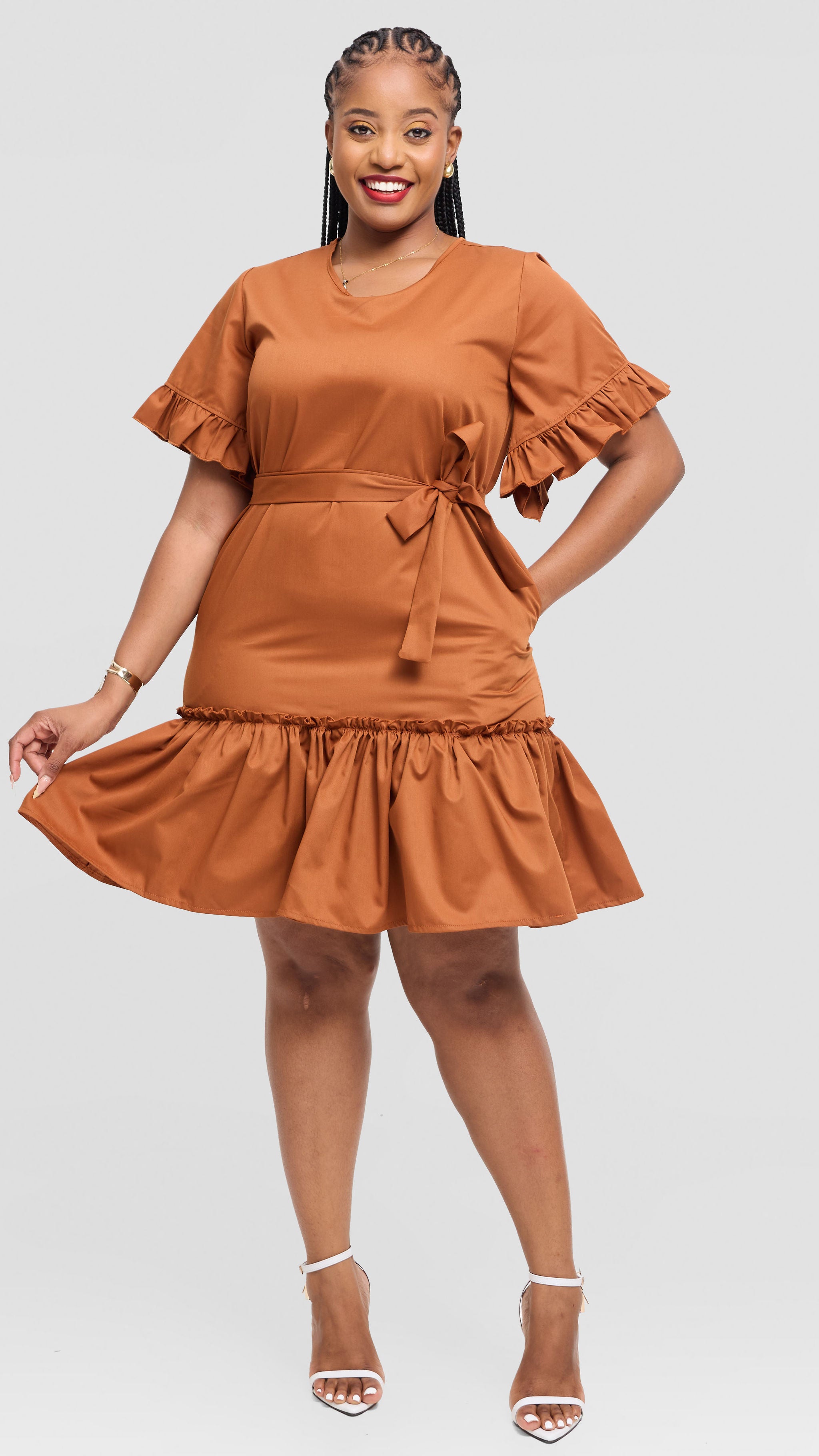 Tatum Shift Dress - Brown