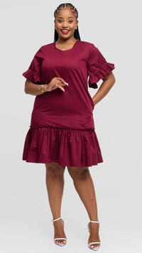Sylvie  Shift Dress - Maroon