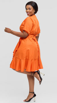Wendy Wrap Dress - Orange
