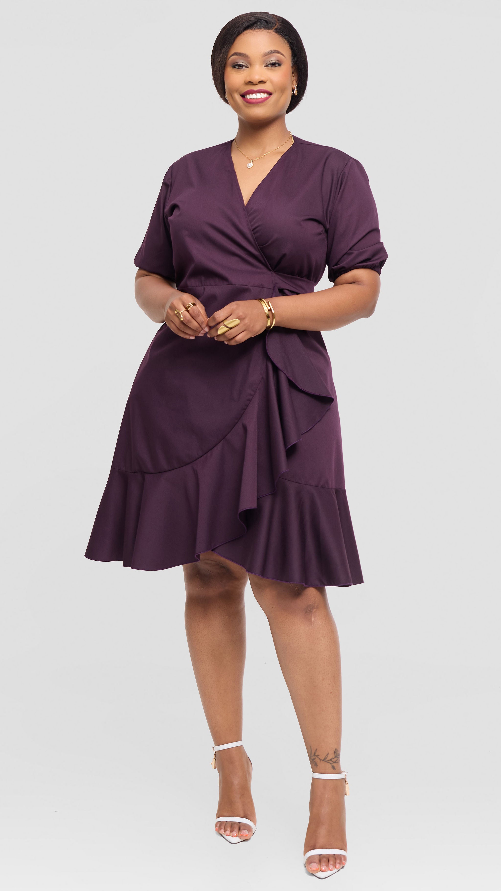 Vielim Wrap Dress - Dark purple