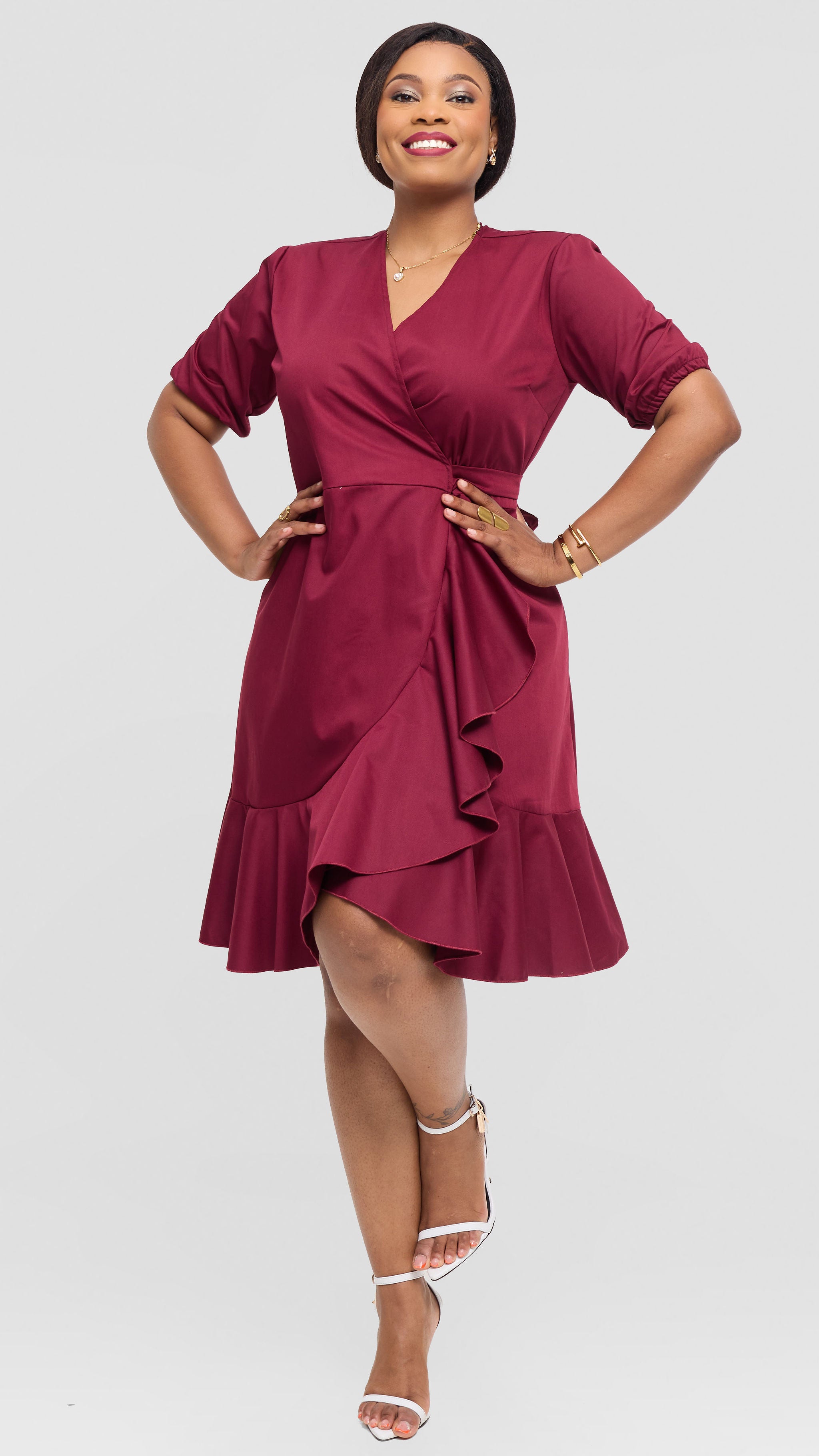 Vinikuba  Wrap Dress - Maroon